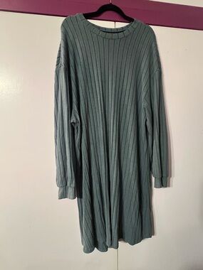 SHEIN Curve Ribbed Tunic Dress in Teal